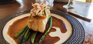 Seared Chilean Sea Bass with Ponzu, Grilled Asparagus, and Kani SaladA Meal Fit for The Picky One's Birthday