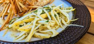 Zucchini and Yellow Squash Slaw with Mint and Basil in a Champagne Vinegar Dressing