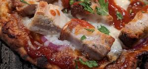 Barbecue chicken and pork belly pizzaOr, what to do with that leftover pork belly and roasted chicken